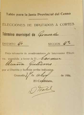 Carmen Acuña - Talón Junta Provincial del Censo