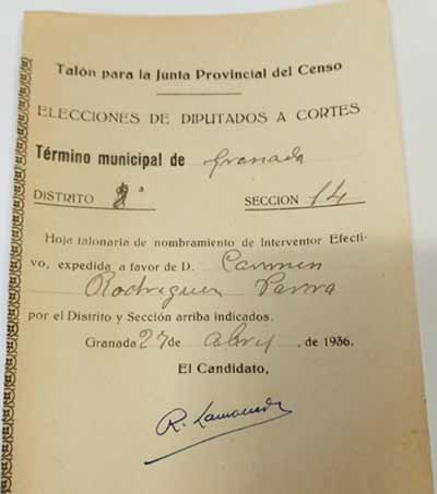 Carmen Rodríguez Parra - Talón de Interventora
