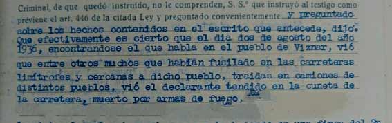 Muestra de una de las declaraciones de Expedientes Judiciales de inscripción de defunción fuera de plazo.